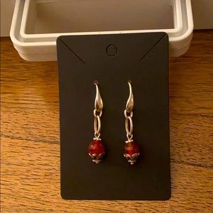 Sterling silver earrings with carnelian beads